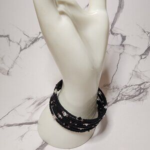 Silpada Black Bead and Memory Wire Wrap Bracelet